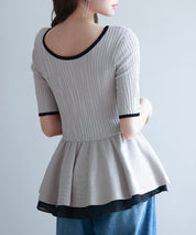 異素材レイヤードニットプルオーバーsdp8008b ベージュ