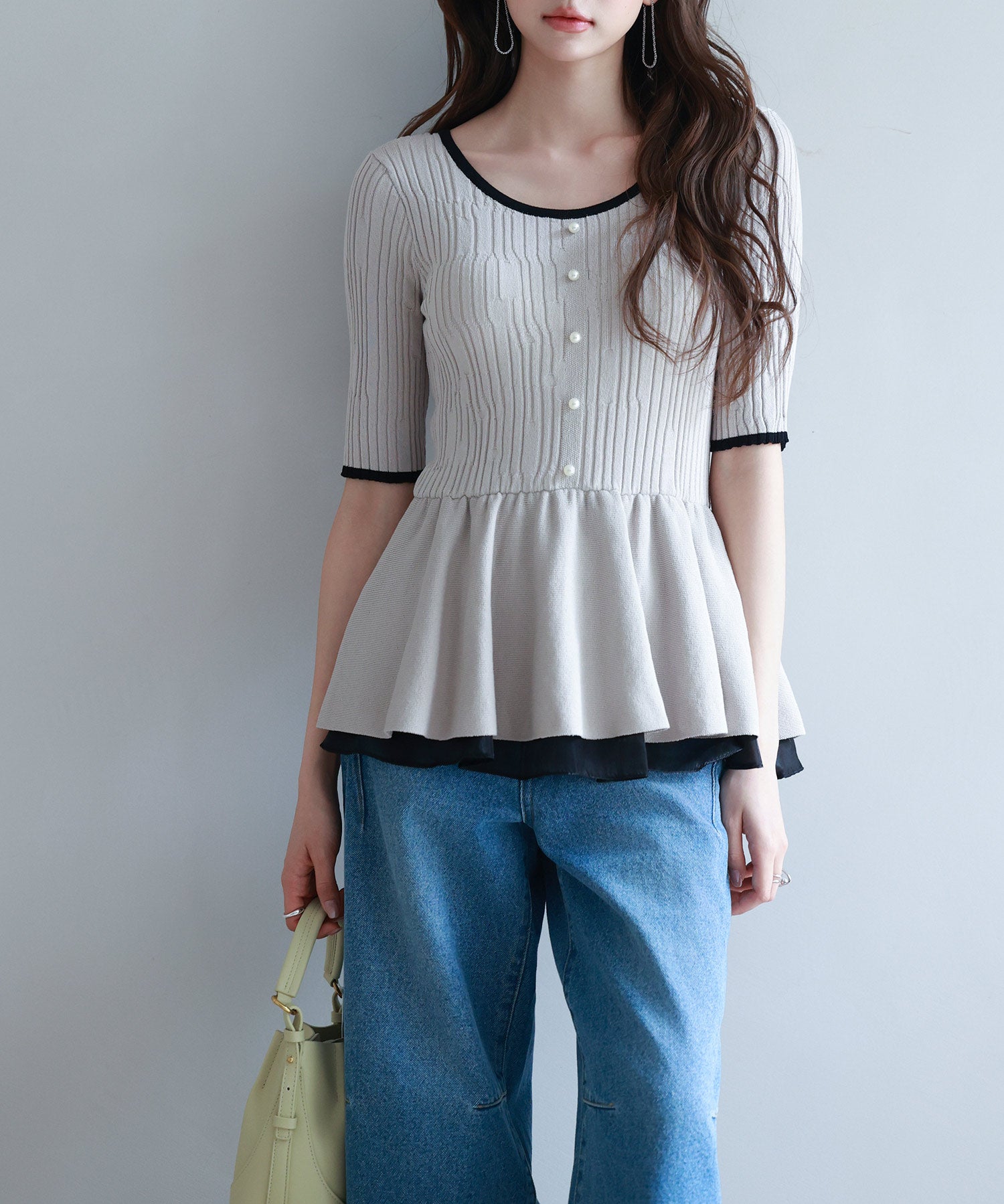 異素材レイヤードニットプルオーバーsdp8008b ベージュ