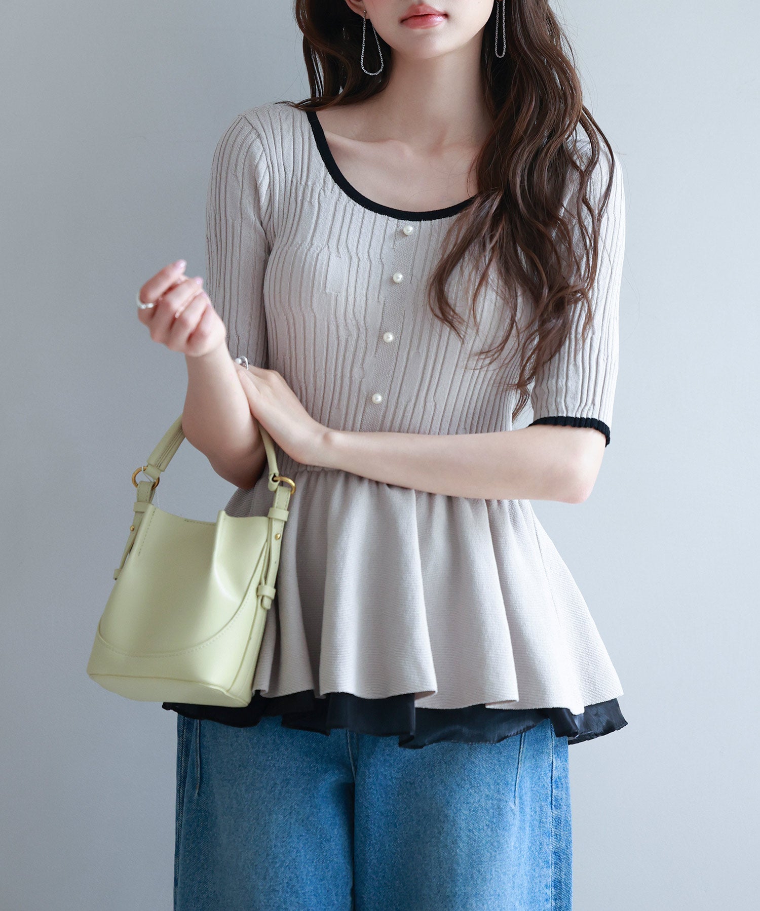 異素材レイヤードニットプルオーバーsdp8008b ベージュ