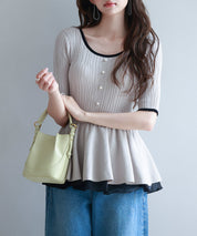 異素材レイヤードニットプルオーバーsdp8008b ベージュ