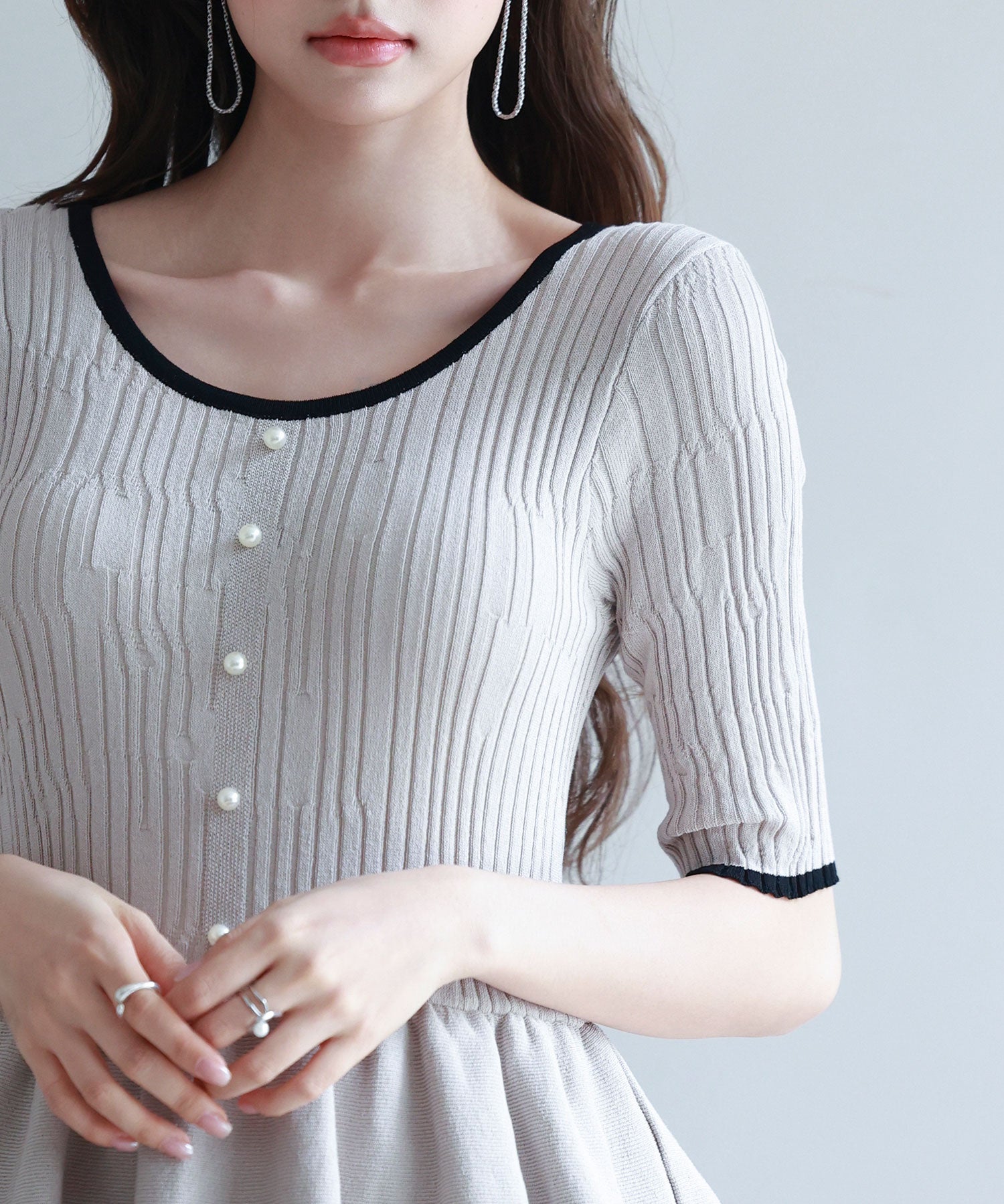 異素材レイヤードニットプルオーバーsdp8008b ベージュ