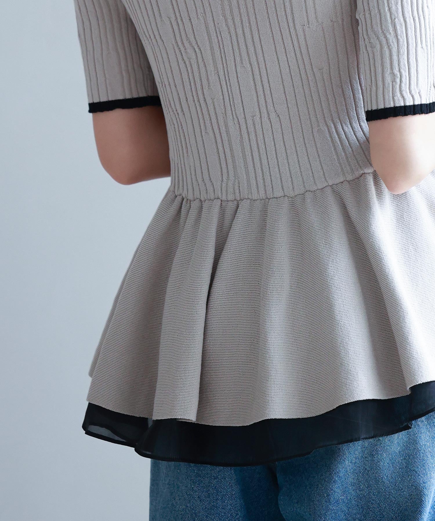 異素材レイヤードニットプルオーバーsdp8008b ベージュ