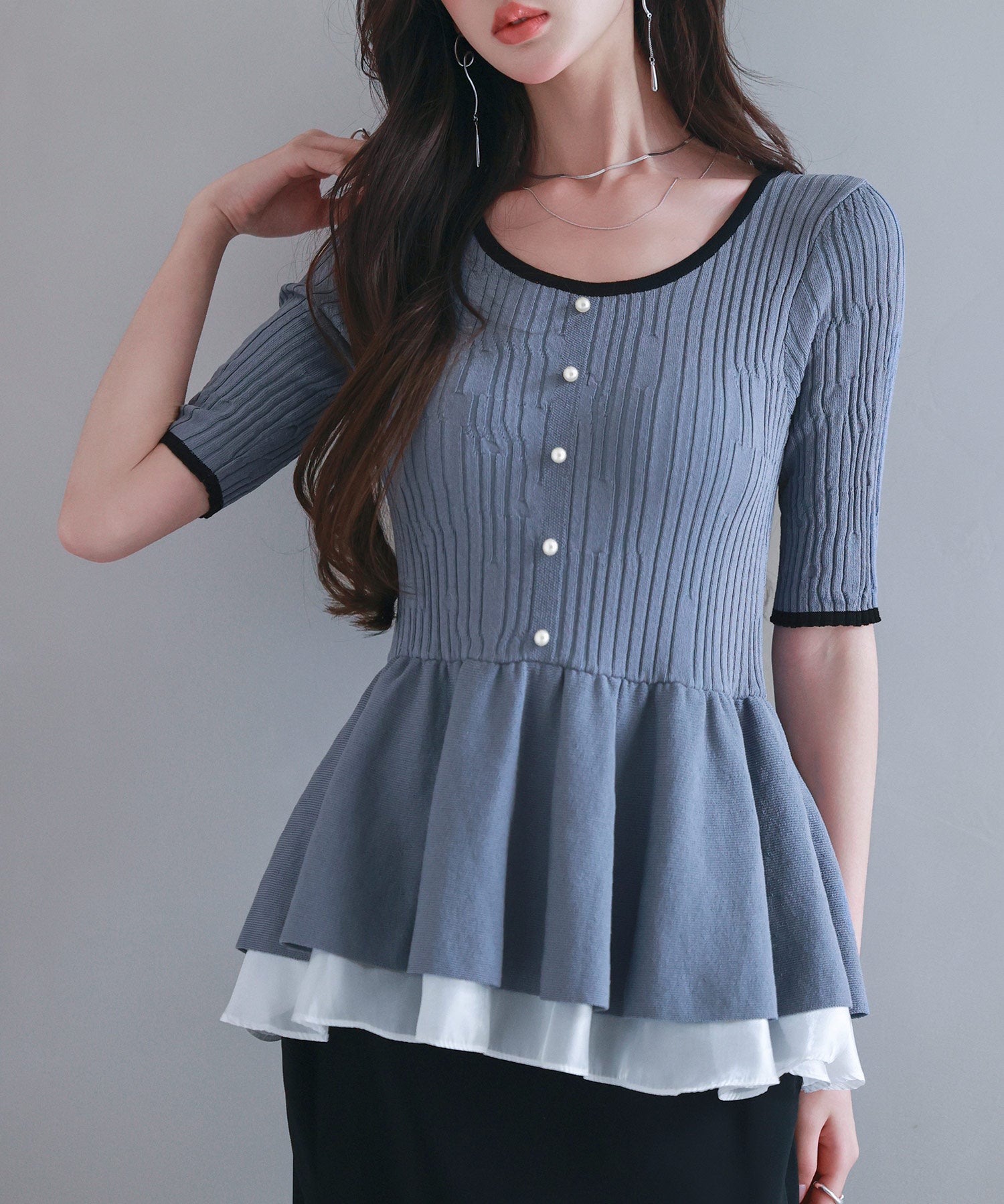 異素材レイヤードニットプルオーバーsdp8008b-103-72