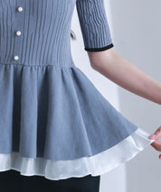 異素材レイヤードニットプルオーバーsdp8008b ブルーグレー