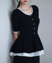 異素材レイヤードニットプルオーバーsdp8008b ブラック