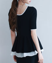 異素材レイヤードニットプルオーバーsdp8008b ブラック