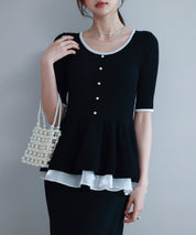 異素材レイヤードニットプルオーバーsdp8008b ブラック