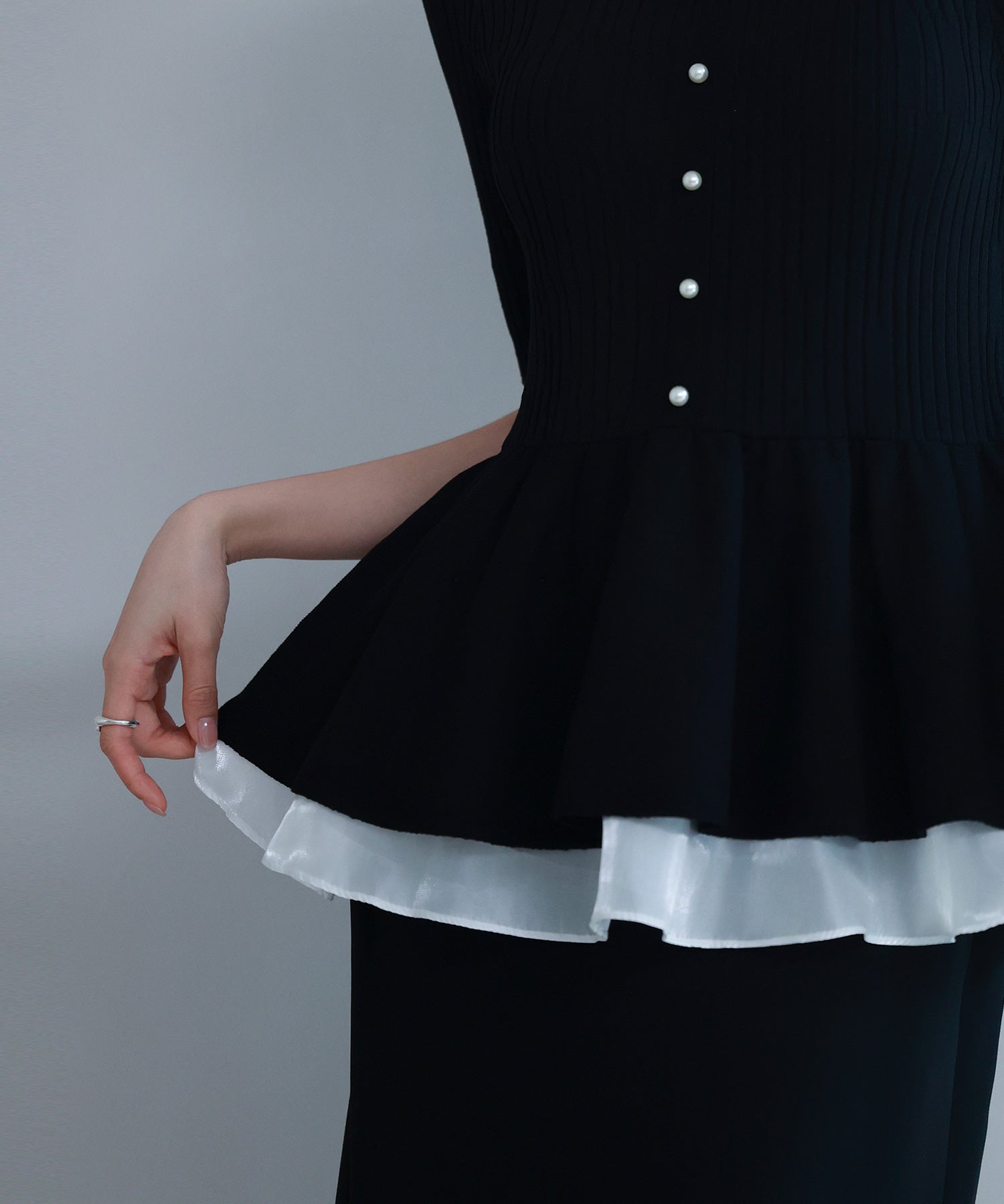 異素材レイヤードニットプルオーバーsdp8008b ブラック