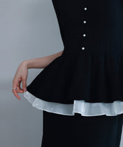 異素材レイヤードニットプルオーバーsdp8008b ブラック