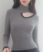 フロントオープンハイネックニットプルオーバーsdp8014 グレー