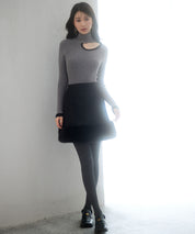 フロントオープンハイネックニットプルオーバーsdp8014 グレー