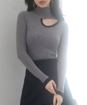 フロントオープンハイネックニットプルオーバーsdp8014 グレー