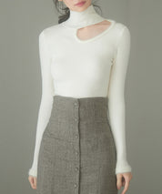 フロントオープンハイネックニットプルオーバーsdp8014 アイボリー