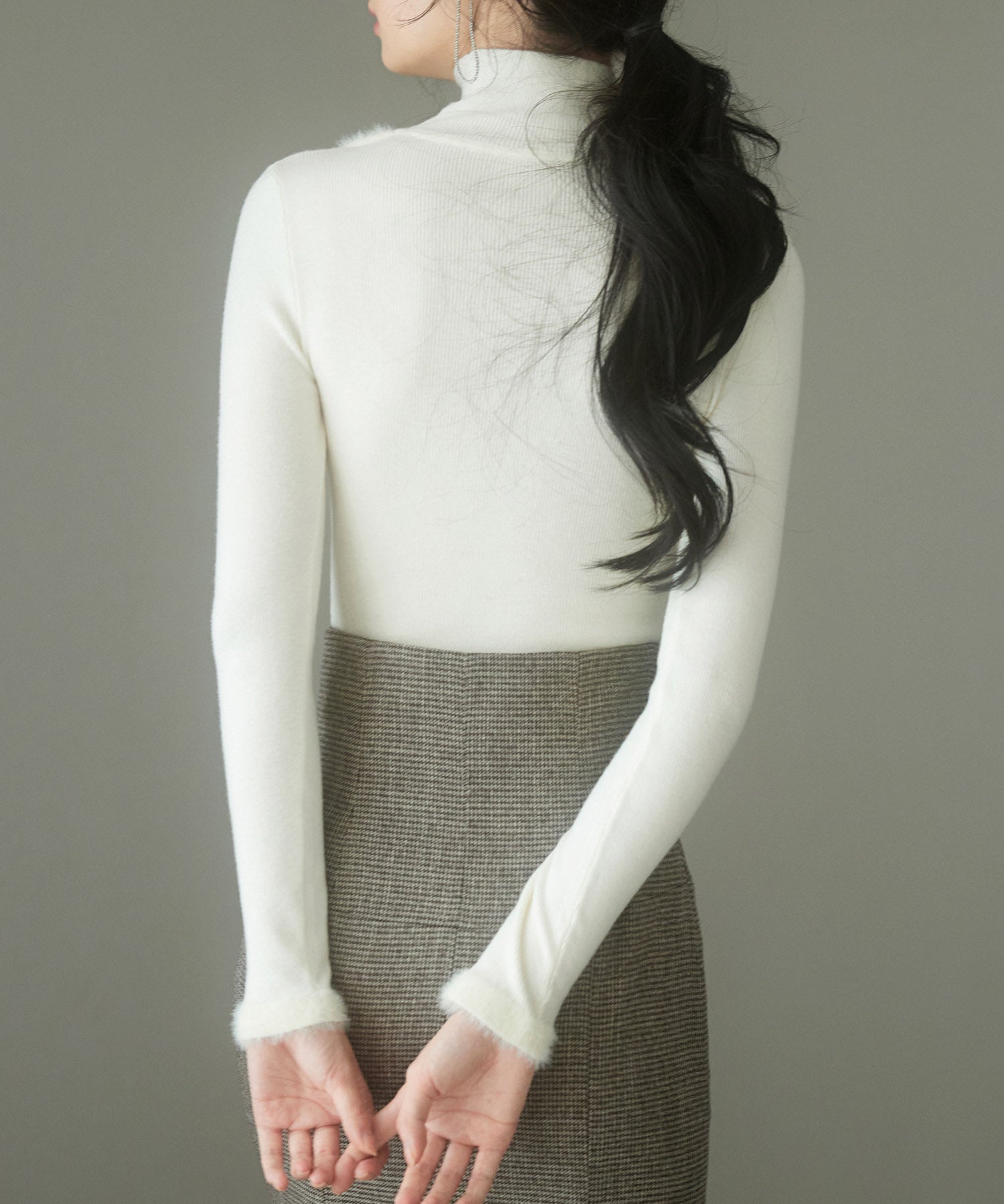 フロントオープンハイネックニットプルオーバーsdp8014 アイボリー