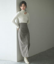 フロントオープンハイネックニットプルオーバーsdp8014 アイボリー