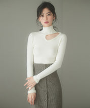 フロントオープンハイネックニットプルオーバーsdp8014 アイボリー