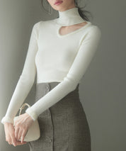 フロントオープンハイネックニットプルオーバーsdp8014 アイボリー