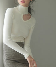 フロントオープンハイネックニットプルオーバーsdp8014 アイボリー