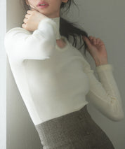 フロントオープンハイネックニットプルオーバーsdp8014 アイボリー