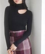 フロントオープンハイネックニットプルオーバーsdp8014 ブラック