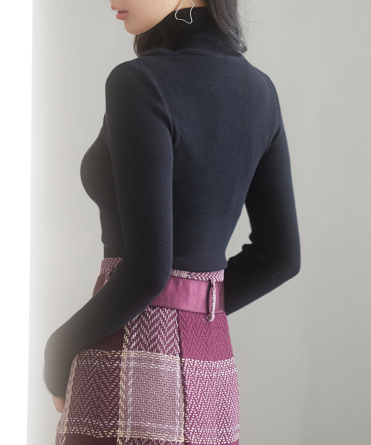 フロントオープンハイネックニットプルオーバーsdp8014 ブラック