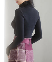 フロントオープンハイネックニットプルオーバーsdp8014 ブラック