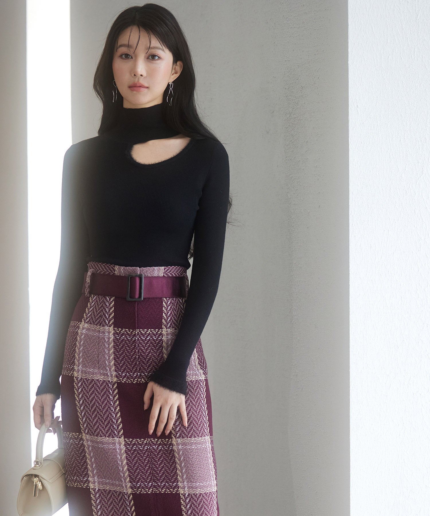 フロントオープンハイネックニットプルオーバーsdp8014 ブラック