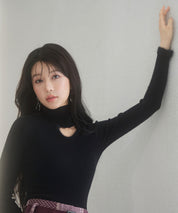 フロントオープンハイネックニットプルオーバーsdp8014 ブラック