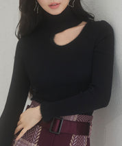 フロントオープンハイネックニットプルオーバーsdp8014 ブラック