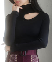 フロントオープンハイネックニットプルオーバーsdp8014 ブラック