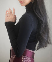 フロントオープンハイネックニットプルオーバーsdp8014 ブラック