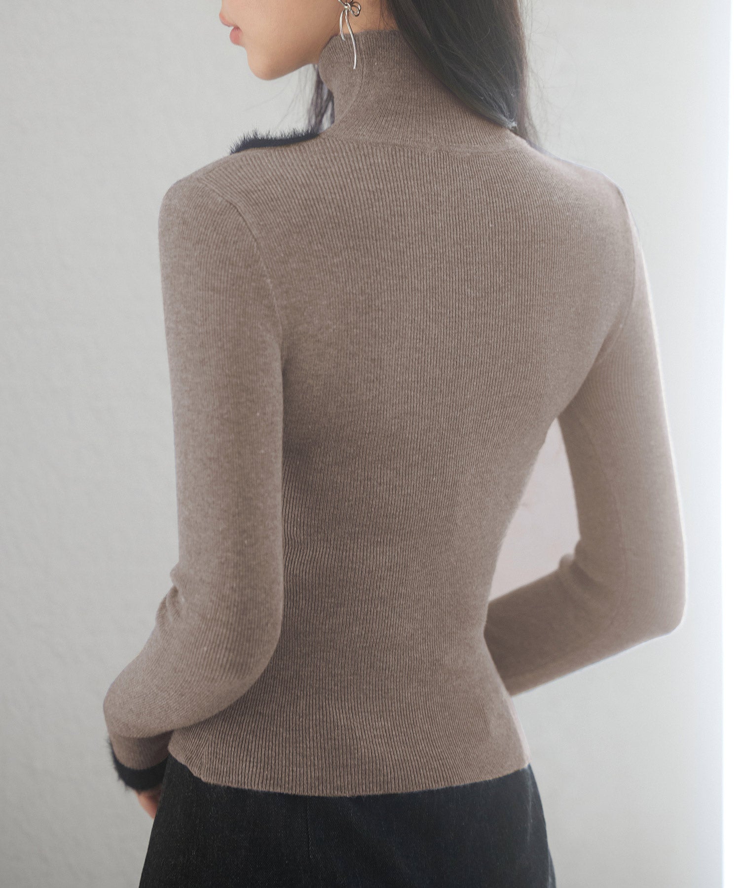 フロントオープンハイネックニットプルオーバーsdp8014 モカ