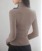 フロントオープンハイネックニットプルオーバーsdp8014 モカ