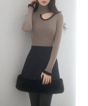 フロントオープンハイネックニットプルオーバーsdp8014 モカ