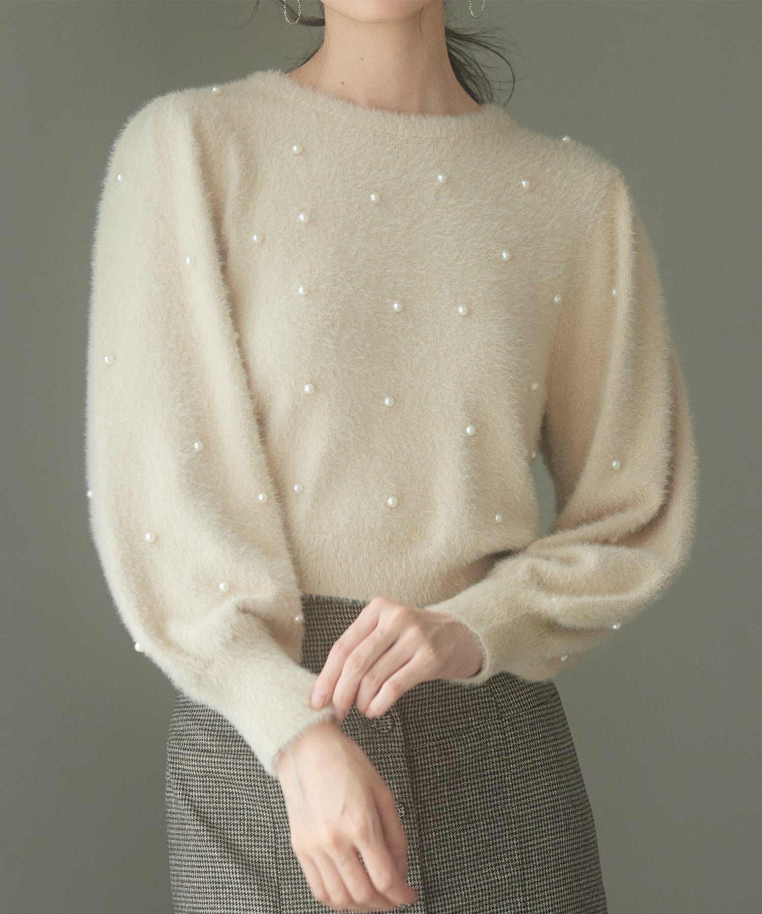 パール付きシャギー素材ニットプルオーバーsdp8020-103-14