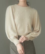 パール付きシャギー素材ニットプルオーバーsdp8020-103-14