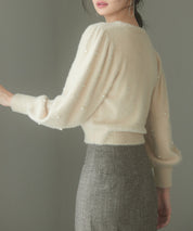 パール付きシャギー素材ニットプルオーバーsdp8020 ベージュ