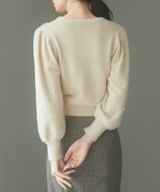 パール付きシャギー素材ニットプルオーバーsdp8020 ベージュ