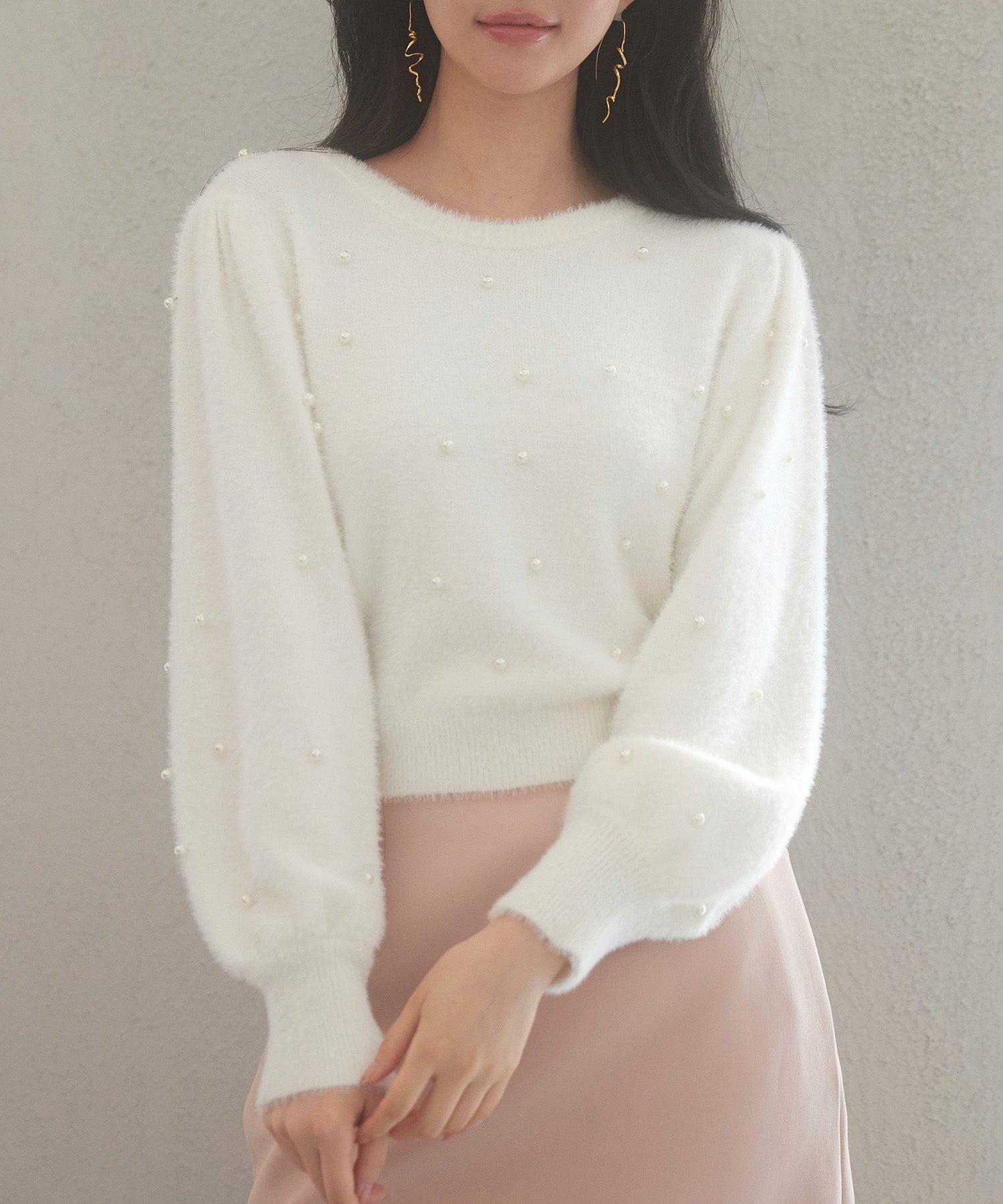 パール付きシャギー素材ニットプルオーバーsdp8020-103-1