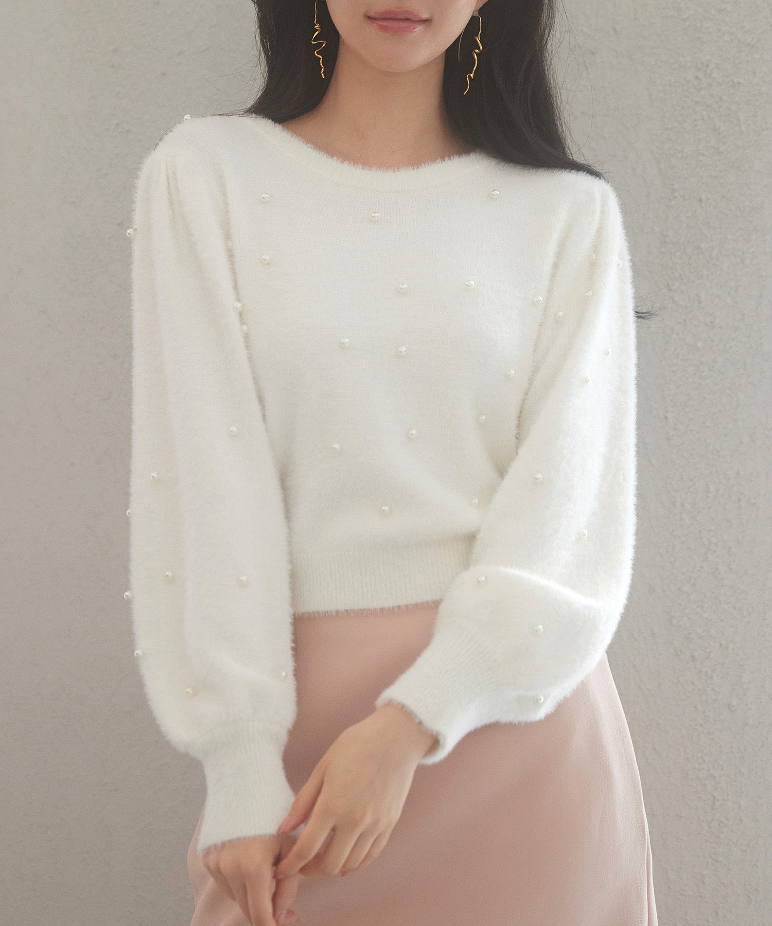 パール付きシャギー素材ニットプルオーバーsdp8020-103-1