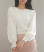 パール付きシャギー素材ニットプルオーバーsdp8020-103-1