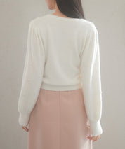 パール付きシャギー素材ニットプルオーバーsdp8020 ホワイト