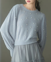 パール付きシャギー素材ニットプルオーバーsdp8020-103-72