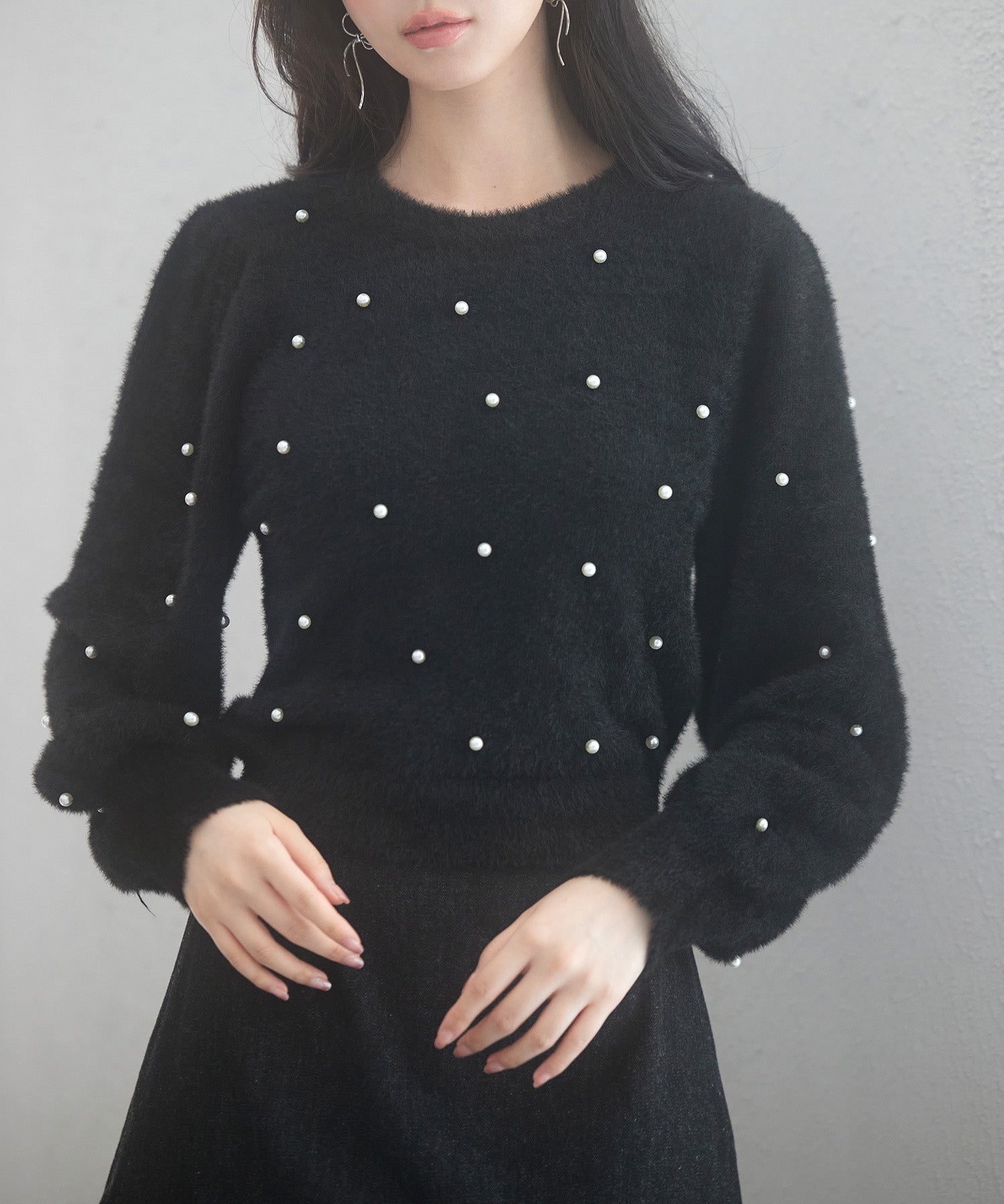 パール付きシャギー素材ニットプルオーバーsdp8020-103-8