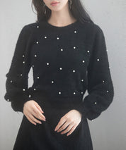 パール付きシャギー素材ニットプルオーバーsdp8020-103-8