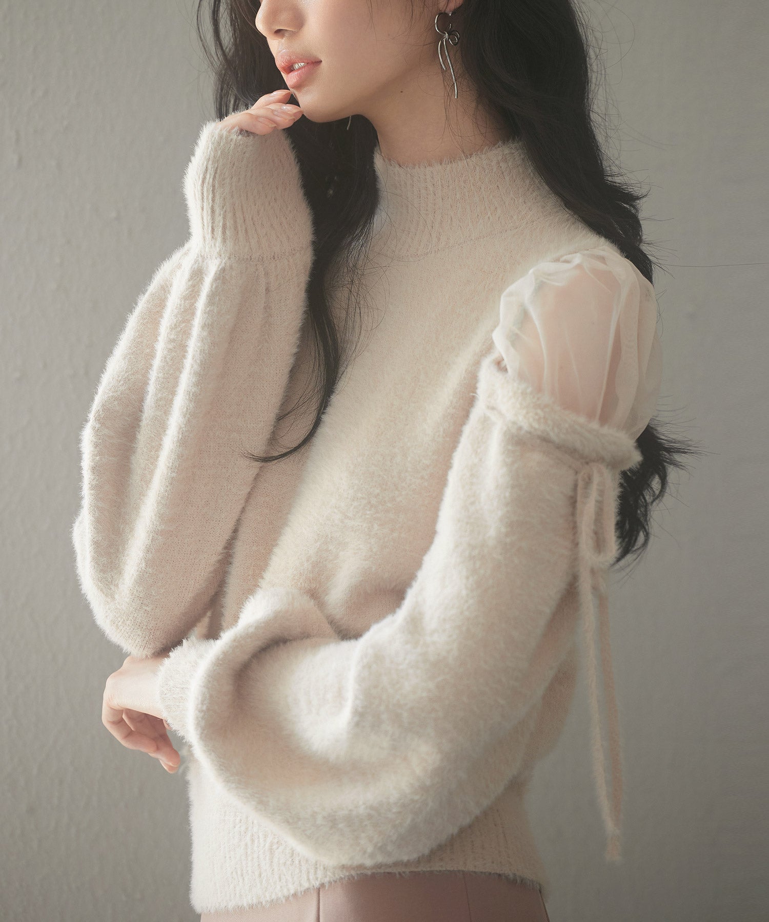 オープンショルダーシャギーニットプルオーバーsdp8022-103-14