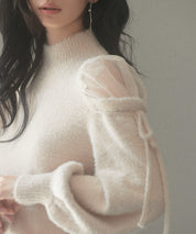 オープンショルダーシャギーニットプルオーバーsdp8022 ベージュ