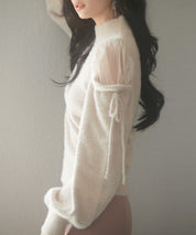 オープンショルダーシャギーニットプルオーバーsdp8022 ベージュ