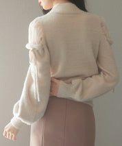 オープンショルダーシャギーニットプルオーバーsdp8022 ベージュ