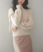 オープンショルダーシャギーニットプルオーバーsdp8022 ベージュ